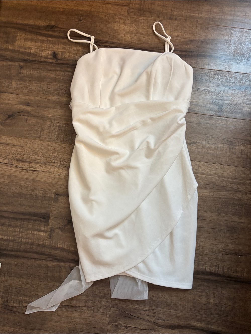 Elegant White Spaghetti Strap Wrap-Front Dress